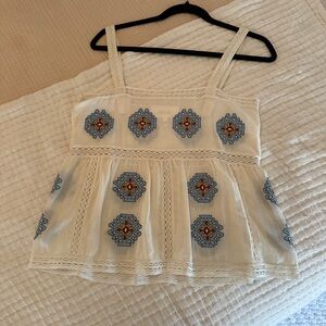 The Great - Roam Top with Folklore Embroidery - size 0